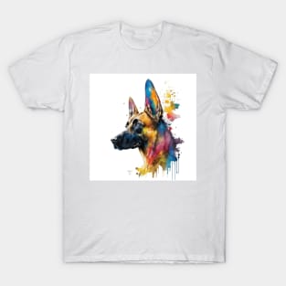 Belgian Malinois Dog In Watercolor & Pen T-Shirt